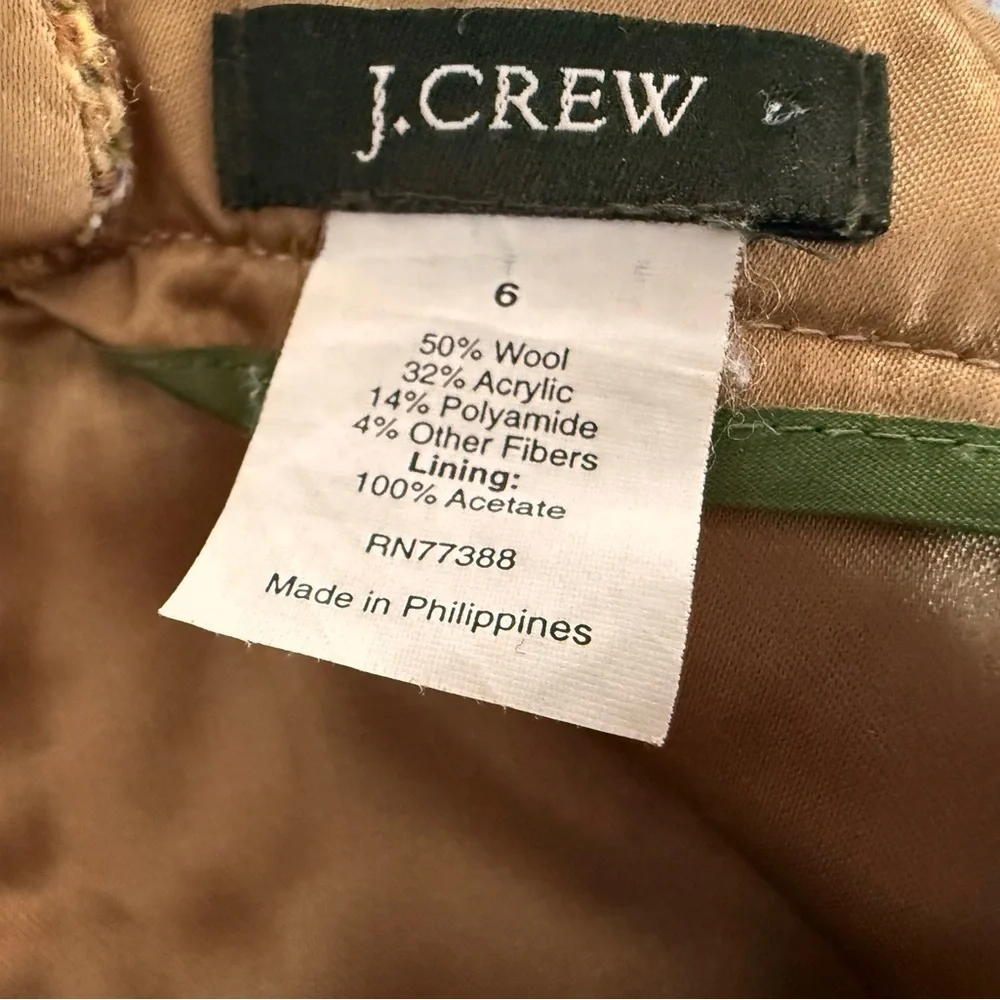 J Crew VINTAGE Skirt Size 6 Brown, Green, Gold + Blue Fully Lined Academia Y2K